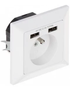 Orno Gniazdo pojedyncze 2P+Z, USBx2 OR-AE-13140 - Gniazdka elektryczne - miniaturka - grafika 1