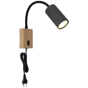 Lampy ścienne - Globo Robby 57911WG kinkiet lampa ścienna 1x25W GU10 grafitowy/drewniany - miniaturka - grafika 1