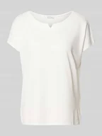 Koszulki i topy damskie - T-shirt z dekoltem w serek - miniaturka - grafika 1
