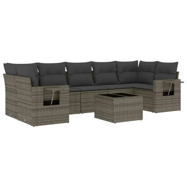 Zestaw mebli ogrodowych modułowych szary rattan PE 55x62x69 cm