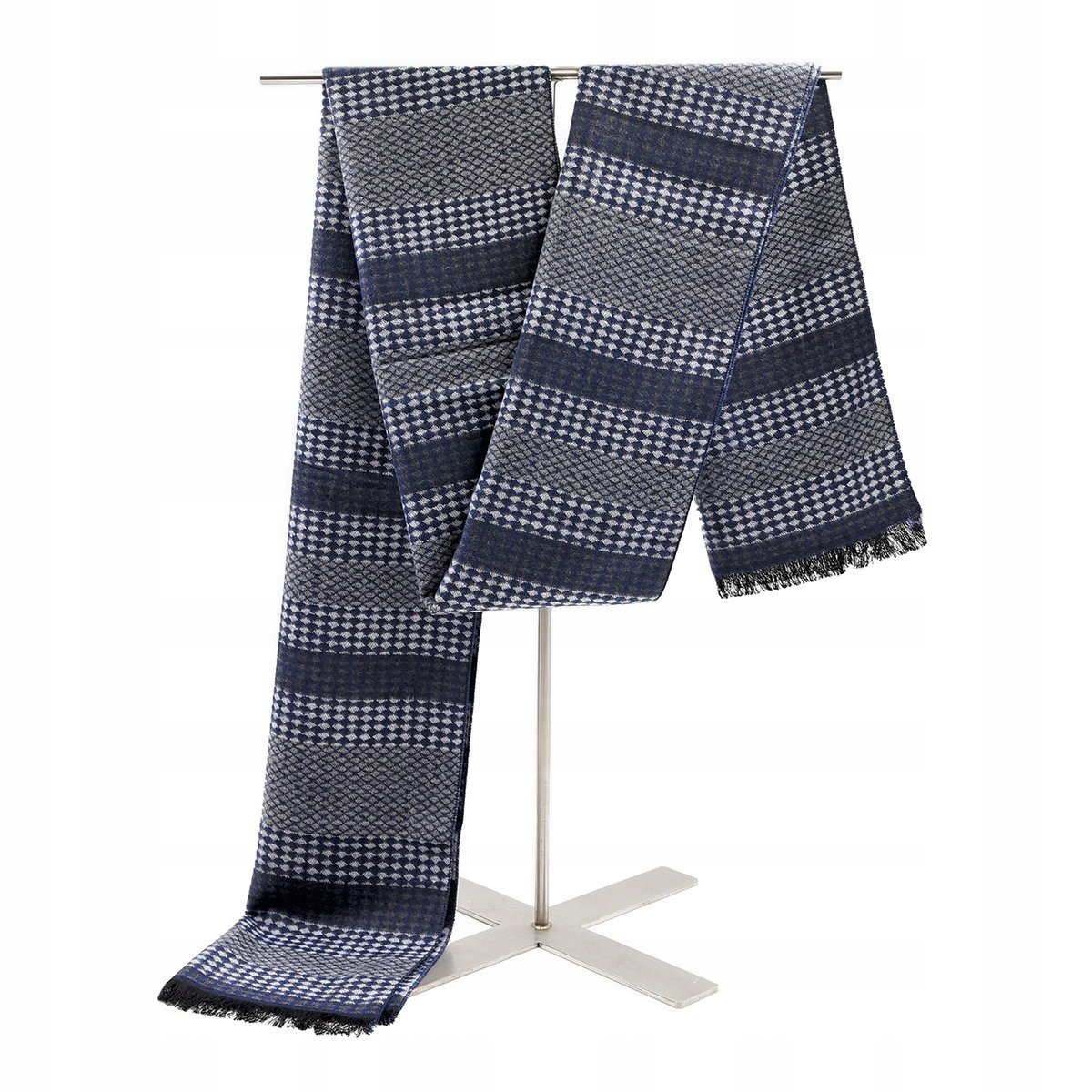 SZAL Szalik MĘSKI Zimowy Ciepły GRANATOWO - SZARY Pako Jeans