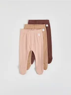 Komplety dla niemowląt - Reserved - Bawełniane legginsy 3 pack - brązowy - miniaturka - grafika 1