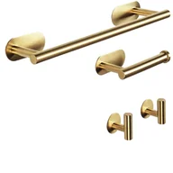 Wieszaki łazienkowe - Zestaw akcesoriów łazienkowych 4-częściowy, uchwyt na papier toaletowy ze stali nierdzewnej, złoty wieszak na szlafrok - miniaturka - grafika 1