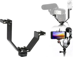 Micnova Uchwyt / Szyna / Adapter do Filmowania / do Aparatu Kamery - 3x Gorąca Stopka + Gwint 1/4'' - Akcesoria fotograficzne - miniaturka - grafika 1