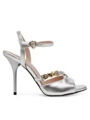 Sandały damskie - LOVE MOSCHINO Sandały JA16089G1MIF090B Srebrny - miniaturka - grafika 1