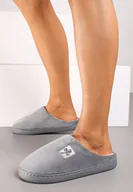 Kapcie damskie - Szare Płaskie Welurowe Kapcie Cleiona - miniaturka - grafika 1