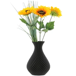 Wazon flakon na kwiaty sztuczne 3D czarny wysoki 16cm dekoracyjny tworzywo - Wazony i flakony - miniaturka - grafika 1