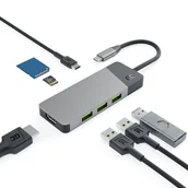 Stacje dokujące i replikatory portów - Green Cell Hub Usb-c Adapter Gc Connect 7w1 (3xusb 3.1, Hdmi 4k 60hz, Usb-c Pd 85w, Microsd/sd) - miniaturka - grafika 1