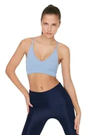 Biustonosze - Trendyol Damski biustonosz sportowy Crop V Neck Knit Sports Bra, Jasnoniebieski, L - miniaturka - grafika 1