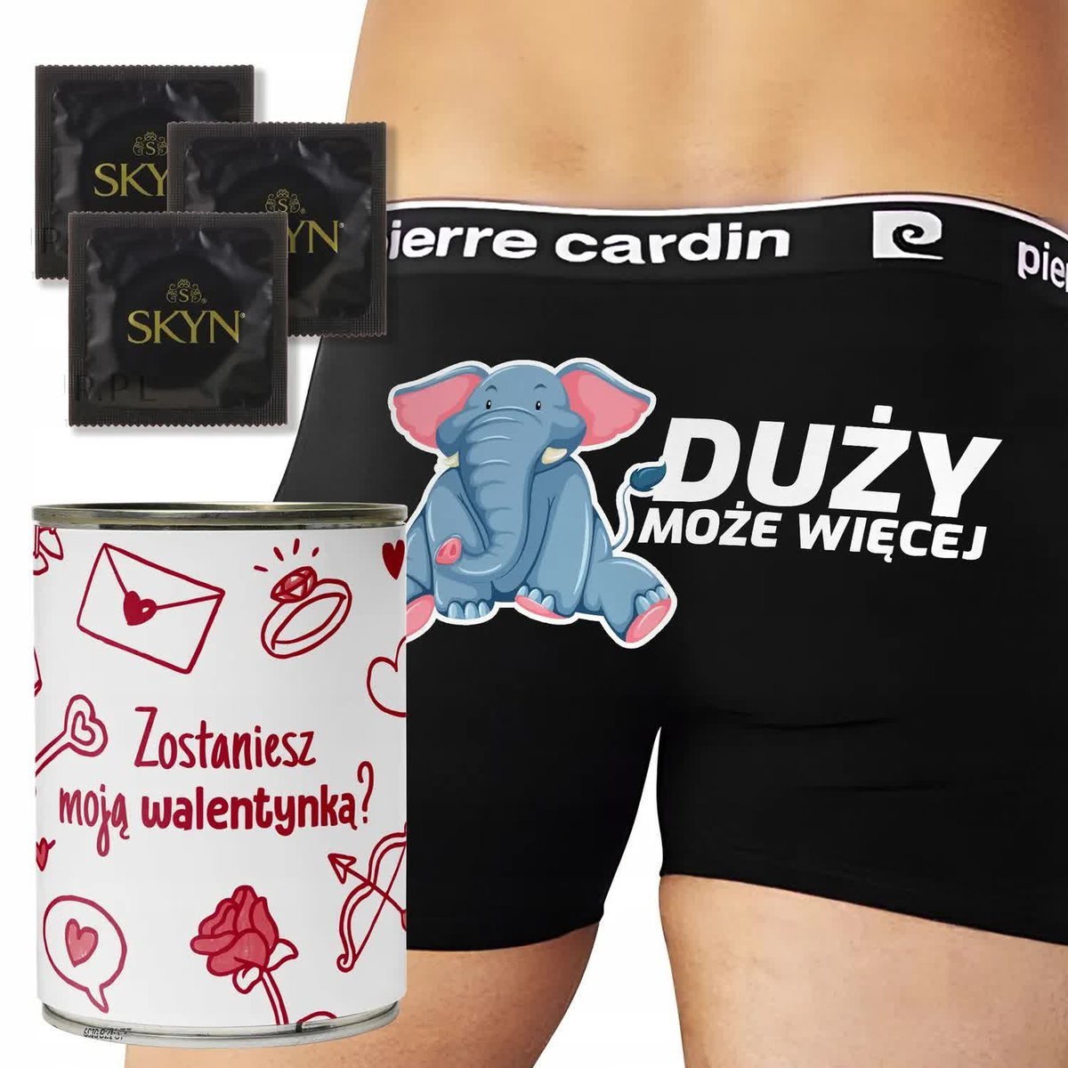 BOKSERKI + PREZERWATYWY PUSZKA Prezent Na Walentynki DUŻY MOŻE WIĘCEJ - L