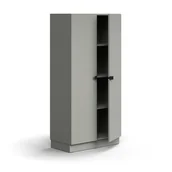 Szafy biurowe - Szafa QBUS, 3 półki, cokół, uchwyty, 1636x800x420 mm, jasnoszary - miniaturka - grafika 1