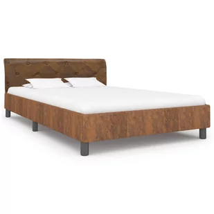 vidaXL Rama łóżka, brązowa, sztuczna skóra zamszowa, 140 x 200 cm - Łóżka - miniaturka - grafika 1