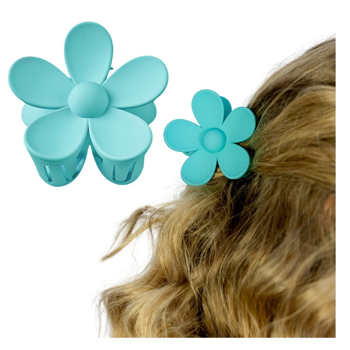 Klamra do Włosów Turkusowa Duży Kwiatek Spinka do Koka Lekka i Wytrzymała