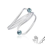 Pierścionki - Srebrny pierścionek 925 na dłoń albo stopę, jasnoniebieskie cyrkonie w łzie - Biżuteria e-shop - miniaturka - grafika 1