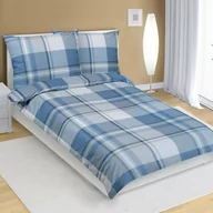 Pościel - Bellatex Pościel bawełniana Krata niebieski, 140 x 220 cm, 70 x 90 cm, 140 x 220 cm, 70 x 90 cm - miniaturka - grafika 1