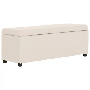 vidaXL Ławka ze schowkiem, 116 cm, kremowa, poliester vidaXL - Ławki do przedpokoju - miniaturka - grafika 1