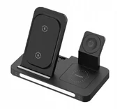 Ładowarki do telefonów - ŁADOWARKA WIRELESS QI 3W1 IPHONE MAGSAFE APPLE WATCH AIRPODS BLACK USB-C - miniaturka - grafika 1