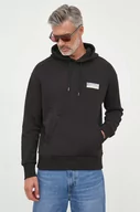 Bluzy męskie - Calvin Klein bluza bawełniana męska kolor czarny z kapturem z nadrukiem - miniaturka - grafika 1