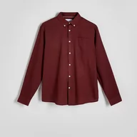 Koszule męskie - Reserved - Strukturalna koszula regular fit - Bordowy - miniaturka - grafika 1