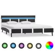 Łóżka - vidaXL Rama łóżka z LED, szara, sztuczna skóra, 160 x 200 cm - miniaturka - grafika 1
