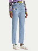 Spodnie damskie - Desigual Jeansy Sunflower 25WWDD23 Niebieski Straight Fit - miniaturka - grafika 1