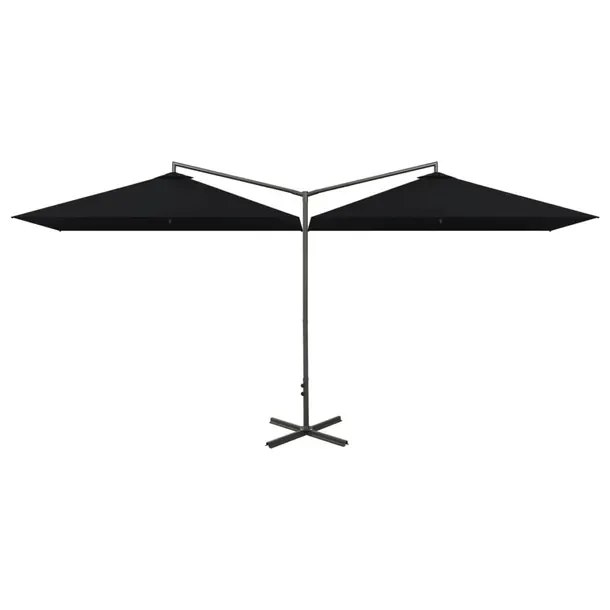 Podwójny Parasol Ogrodowy Modny, Poliester, Stal, Czarny, 600x290x260 cm,