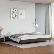 Łóżka - Lumarko Rama łóżka, brązowa, 200x200 cm, obite sztuczną skórą - miniaturka - grafika 1