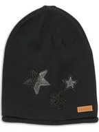 Czapki dla dzieci - HULABALU Czapka beanie "Glitter" w kolorze czarnym - miniaturka - grafika 1