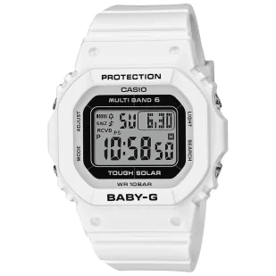 Biały zegarek Casio Baby-G prostokątny BGD-5650-7ER - Zegarki dla dzieci - miniaturka - grafika 1