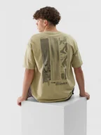 Koszulki sportowe męskie - Męski t-shirt z nadrukiem 4F 4FWAW24TTSHM1654 - zielony - miniaturka - grafika 1