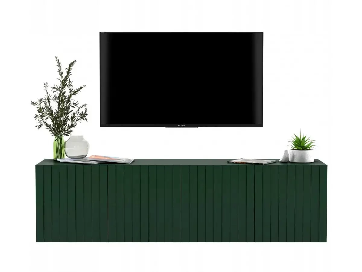 Komoda RTV, szafka wisząca, glamour, Elpis, 150x37x39 cm, zielony, mat