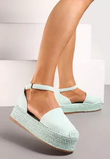 Jasnozielone Espadryle na Plecionej Platformie ze Sprzączką Gramiza - Espadryle damskie - miniaturka - grafika 1