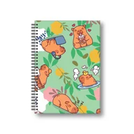 Zeszyty szkolne - Penmate Brulion A5 w twardej oprawie w spirali Kapibara Łąka kratka 80 kartek - miniaturka - grafika 1