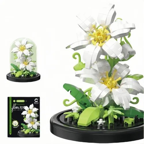 MINI KLOCKI KWIATY BIAŁE 285 EL W KLOSZU 10 CM W SZKATUŁCE 7242