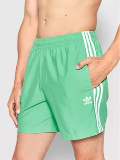 Kąpielówki męskie - adidas Szorty kąpielowe adicolor Classics 3-Stripes HF2119 Zielony Regular Fit - grafika 1