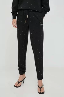 Spodnie damskie - Silvian Heach spodnie dresowe bawełniane kolor czarny high waist - grafika 1