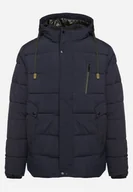 Kurtki męskie - Granatowa Pikowana Kurtka z Odpinanym Kapturem i Sznurkami Nomika - miniaturka - grafika 1