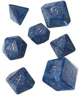 Akcesoria do gier planszowych - Elvish Dice Set, kostki do gry, kobaltowe, srebrne Q-Workshop - gra - miniaturka - grafika 1