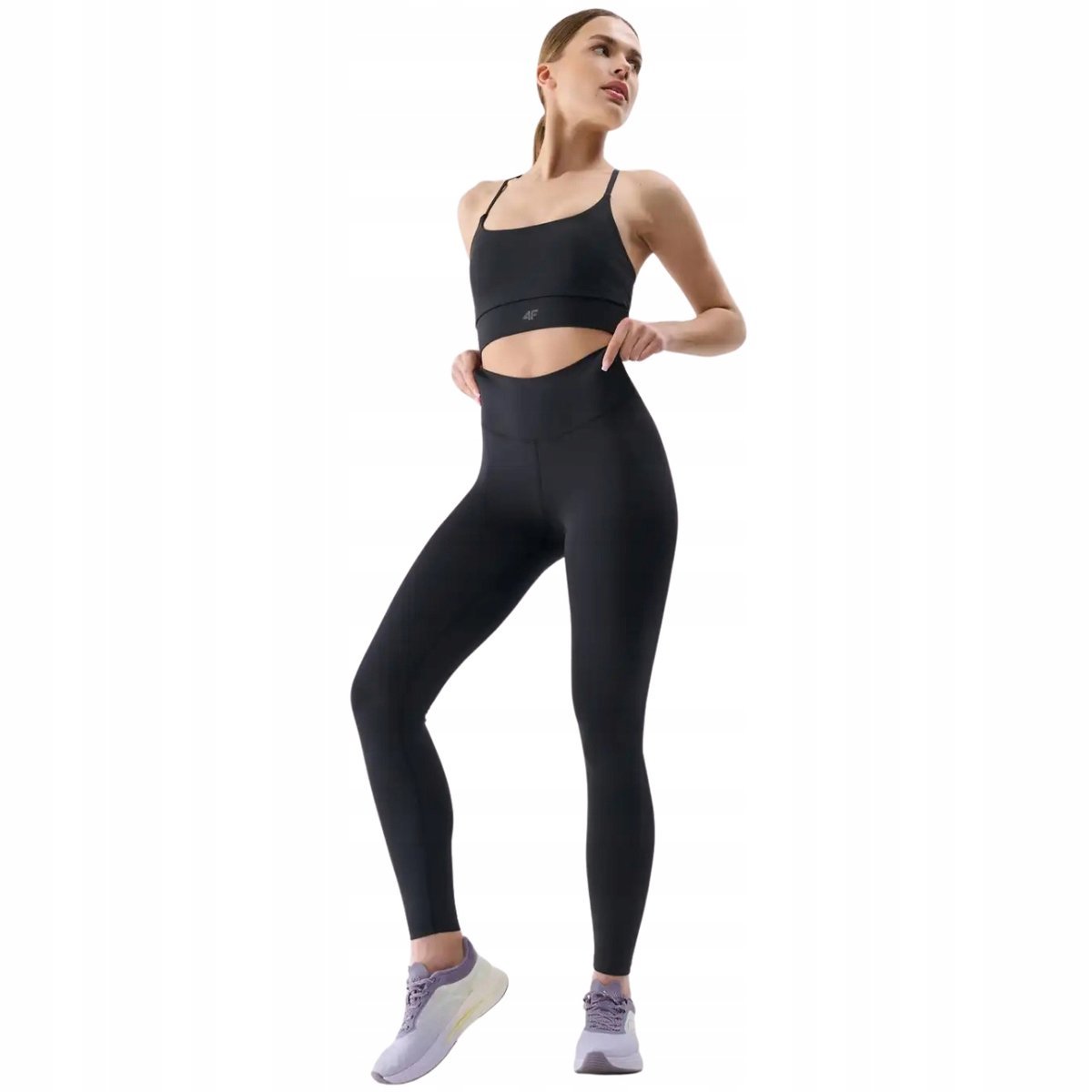 Legginsy treningowe 4F damskie, szybkoschnące, czarne, r. XS