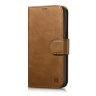 Etui i futerały do telefonów - iCarer Oil Wax Wallet Case 2in1 etui iPhone 14 Pro Max skórzany pokrowiec z klapką Anti-RFID brązowy (WMI14220724-TN) - miniaturka - grafika 1