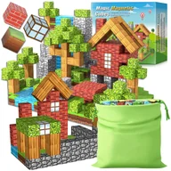 Klocki - KLOCKI MAGNETYCZNE KOSTKI 3D KONSTRUKCYJNE Sześciany Bloczki Bloki budowlane Zestaw XXL ŚWIAT 100el + FIGURKI - miniaturka - grafika 1