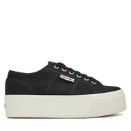 Trampki damskie - Tenisówki Superga 2790 Platform S9111LW Czarny - miniaturka - grafika 1