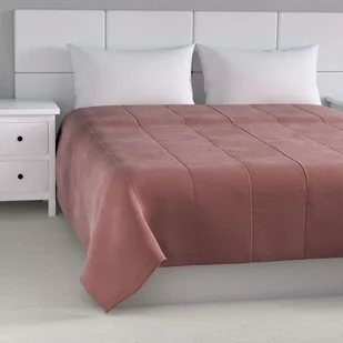 Dekoria Narzuta pikowana w pasy Velvet 260 x 240 cm koralowy róż 100 x 160cm Velvet - Narzuty - miniaturka - grafika 1