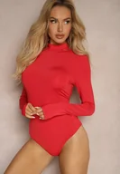 Body - Czerwone Body z Golfem z Prążkowanej Dzianiny Naorinia - miniaturka - grafika 1