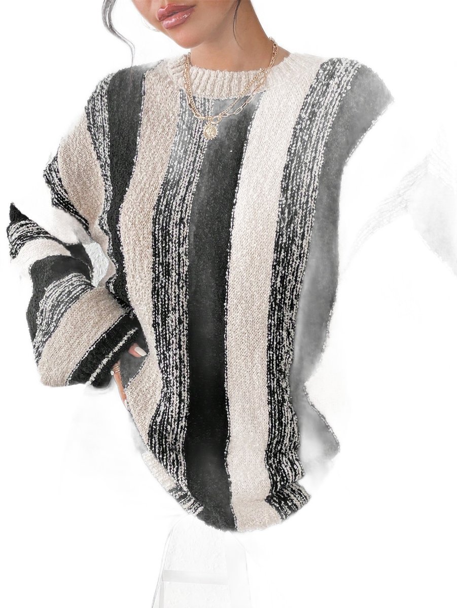 SWETER DAMSKI W PASKI Z OKRĄGŁYM DEKOLTEM LUŹNY XS 1LA