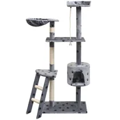 Drapaki dla kotów - vidaXL Drapak dla kota, 150 cm, szary ze wzorem w kocie łapki - miniaturka - grafika 1