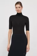 Swetry damskie - Calvin Klein body wełniane kolor czarny lekki z półgolfem - miniaturka - grafika 1