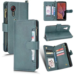 Dla Samsung Galaxy Xcover 5 Litchi Texture Zipper Skórzane etui na telefon Zielony - Etui i futerały do telefonów - miniaturka - grafika 1