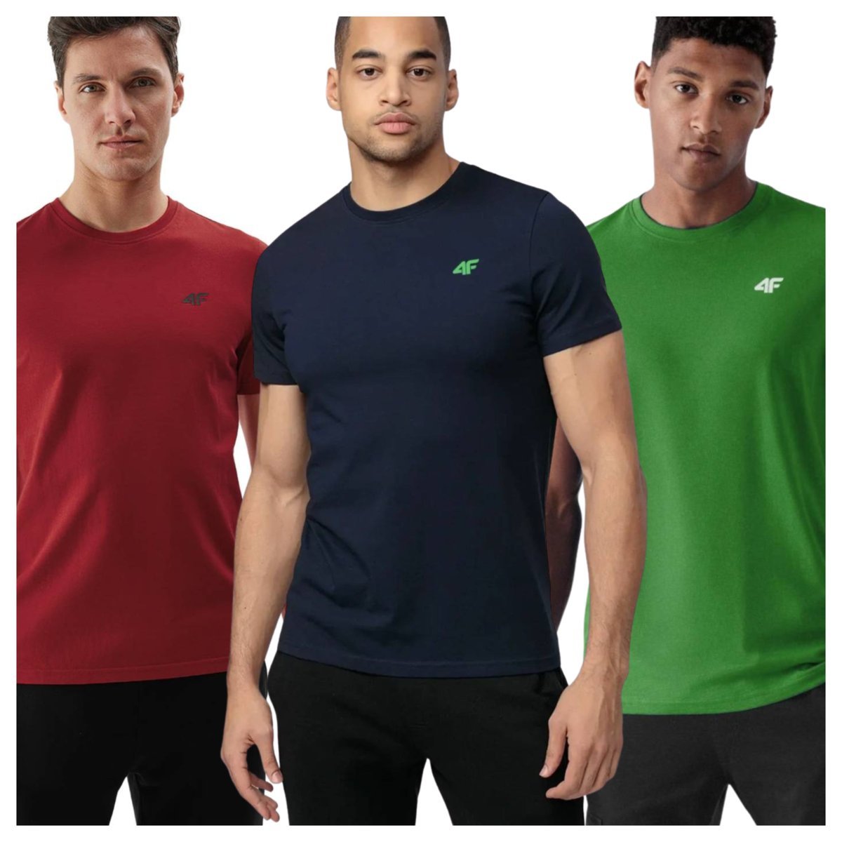 T-shirt męski (ZESTAW KOSZULEK 3 SZT.) 4F 4FWSS25TTSHM3956-90S Wielkokolorowy Roz. M