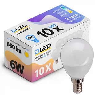 10x Żarówka LED E14 660lm 6W  CCD kulka CIEPŁA - Żarówki LED - miniaturka - grafika 1